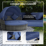 -Outsunny 4-piece Outdoor Daybed with Canopy, Round Rattan Patio Furniture Set with Cushions, Pillows - Outdoor Style Company