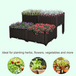 '-Outsunny 4 Piece Plastic Garden Bed, with Legs and Drainage Hole, Self-Watering and DIY, to Grow Flowers, Herbs & Vegetables, Brown | Aosom.com - Outdoor Style Company