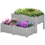 '-Outsunny 4-Piece Raised Garden Bed with Legs, Self-Watering Raised Garden Planter to Grow Flowers, Herbs & Vegetables, Gray - Outdoor Style Company