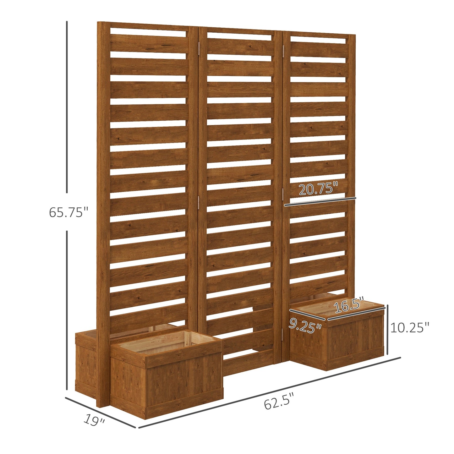 '-Outsunny 4 Planter Box with Wood Privacy Screen, Flower Pot Vegetable Raised Bed w/ 3 Panels and Drainage Holes for Patio, Porch, Deck and Balcony - Outdoor Style Company