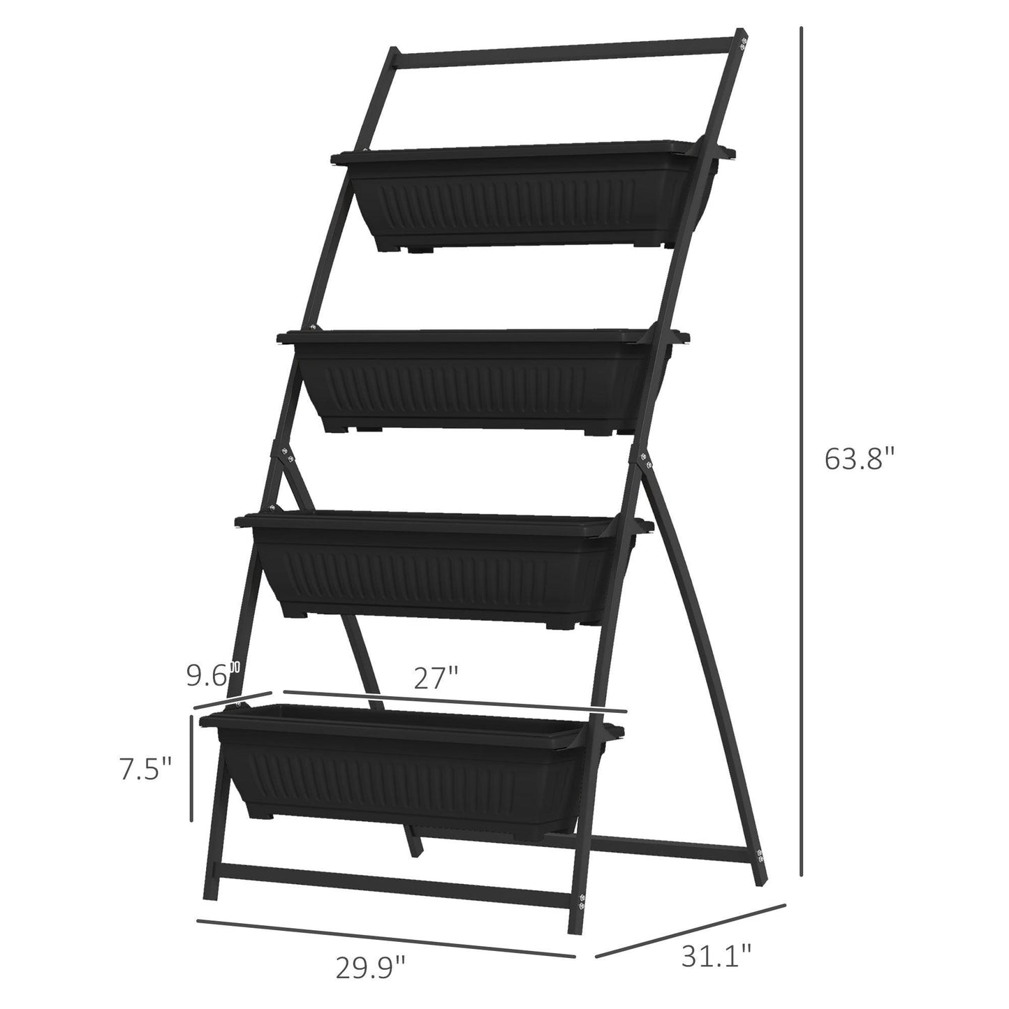 Side Tables - Outsunny 4 - Tier Vertical Raised Garden Planter with 4 Boxes, Outdoor Plant Stand Grow Container for Vegetable & Flowers, Black - Outdoor Style Company