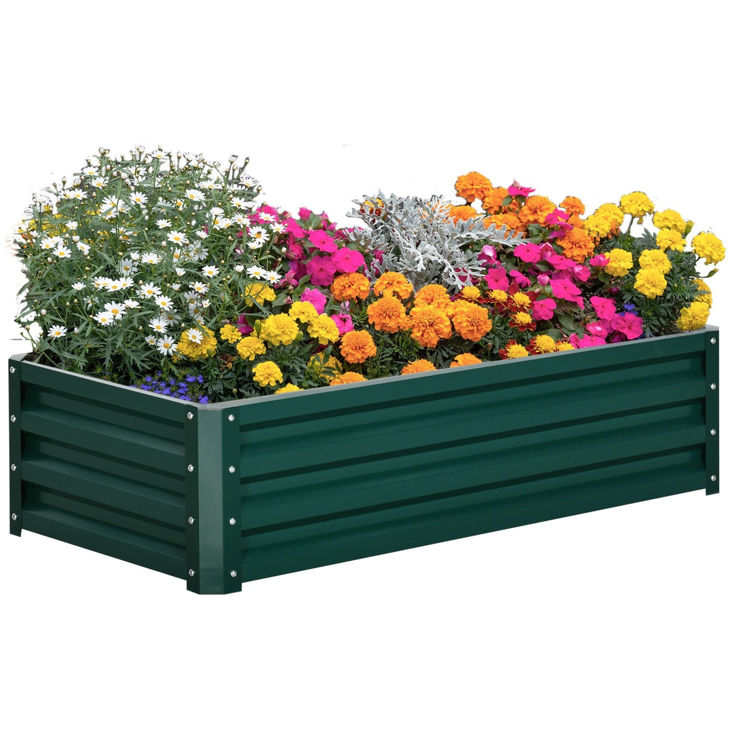 '-Outsunny 4' x 2' x 1' Raised Garden Bed Box with Weatherized Steel Frame for Vegetables, Flowers, & Herbs, Green - Outdoor Style Company