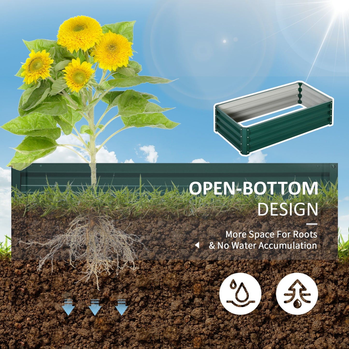 '-Outsunny 4' x 2' x 1' Raised Garden Bed Box with Weatherized Steel Frame for Vegetables, Flowers, & Herbs, Green - Outdoor Style Company