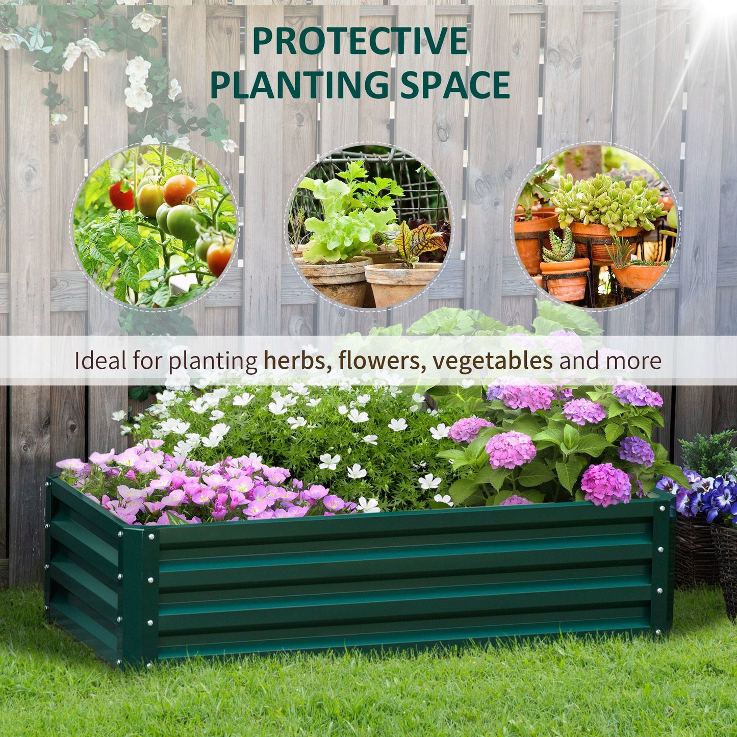 '-Outsunny 4' x 2' x 1' Raised Garden Bed Box with Weatherized Steel Frame for Vegetables, Flowers, & Herbs, Green - Outdoor Style Company