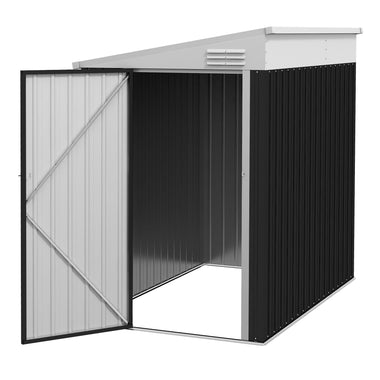-Outsunny 4' x 6' Lean to Garden Storage Shed, Outdoor Metal Tool House with Lockable Door Vents for Backyard Patio Lawn, Gray - Outdoor Style Company