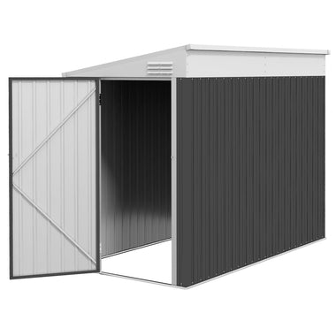 -Outsunny 4' x 8' Lean to Garden Storage Shed, Outdoor Metal Tool House with Lockable Door Vents for Backyard Patio Lawn, Gray - Outdoor Style Company
