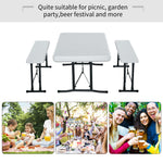 -Outsunny 40 Inches Portable Camping Beer Table Set, 3-Piece Folding Picnic Table and Bench, White - Outdoor Style Company
