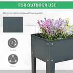 '-Outsunny 40" x 12" x 32" Metal Raised Garden Bed Planter Box - Dark Grey - Outdoor Style Company