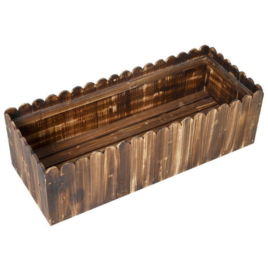 '-Outsunny 40" x 16" x 12" Raised Planter Box Garden Scalloped Edge Wooden - Outdoor Style Company