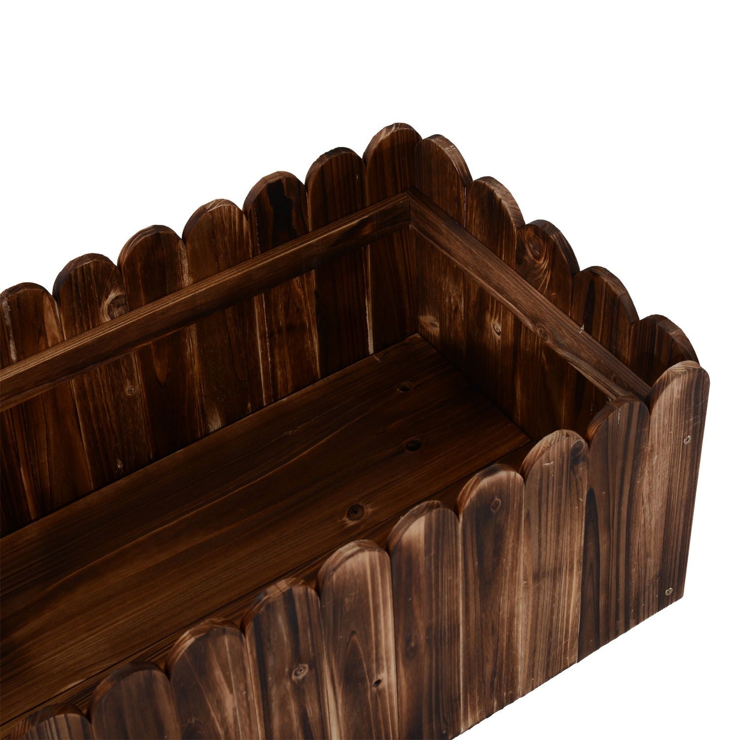 '-Outsunny 40" x 16" x 12" Raised Planter Box Garden Scalloped Edge Wooden - Outdoor Style Company