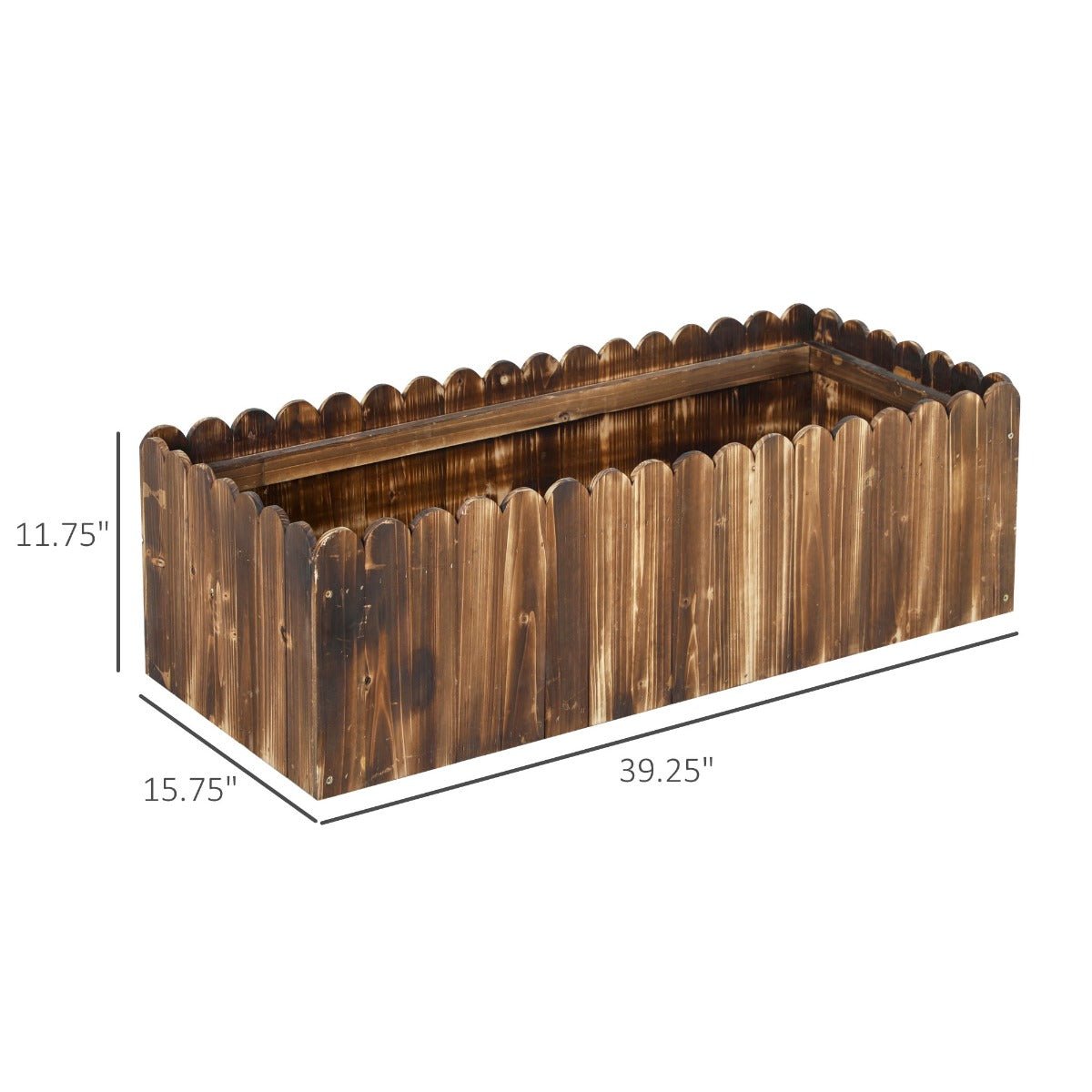 '-Outsunny 40" x 16" x 12" Raised Planter Box Garden Scalloped Edge Wooden - Outdoor Style Company