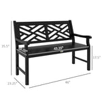 '-Outsunny 43.25" Outdoor Garden Bench, Wooden Bench, Poplar Slatted Frame Furniture for Patio, Park, Porch, Lawn, Yard, Deck, Black - Outdoor Style Company