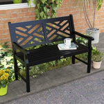 '-Outsunny 43.25" Outdoor Garden Bench, Wooden Bench, Poplar Slatted Frame Furniture for Patio, Park, Porch, Lawn, Yard, Deck, Black - Outdoor Style Company