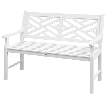'-Outsunny 43.25" Outdoor Garden Bench, Wooden Bench, Poplar Slatted Frame Furniture for Patio, Park, Porch, Lawn, Yard, Deck, White - Outdoor Style Company