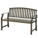 '-Outsunny 46" Outdoor Garden Bench, Metal Bench, Steel Slatted Frame Furniture for Patio, Park, Porch, Lawn, Yard, Deck, Black - Outdoor Style Company