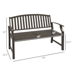 '-Outsunny 46" Outdoor Garden Bench, Metal Bench, Steel Slatted Frame Furniture for Patio, Park, Porch, Lawn, Yard, Deck, Brown - Outdoor Style Company