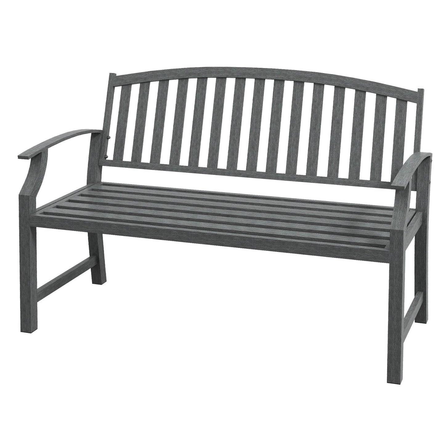 '-Outsunny 46" Outdoor Garden Bench, Metal Bench, Steel Slatted Frame Furniture for Patio, Park, Porch, Lawn, Yard, Deck, Gray - Outdoor Style Company