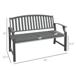 '-Outsunny 46" Outdoor Garden Bench, Metal Bench, Steel Slatted Frame Furniture for Patio, Park, Porch, Lawn, Yard, Deck, Gray - Outdoor Style Company