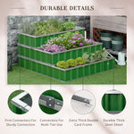 -Outsunny 47''x47''x25'' 3 Tier Raised Garden Bed, Metal Elevated Planer Box Kit w/ A Pairs of Glove for Backyard, to Grow Vegetables, Herbs, Green - Outdoor Style Company