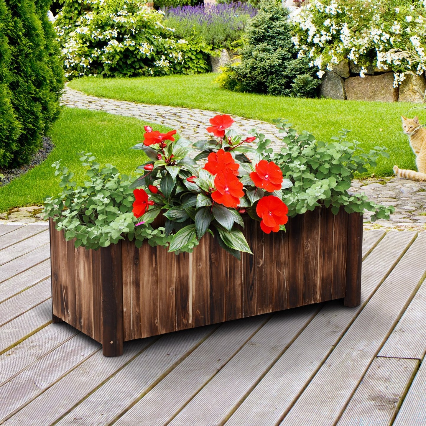 '-Outsunny 48" x 20" x 20" Raised Garden Bed Wooden Raised Rectangular Garden Bed Planter Box - Outdoor Style Company