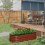 '-Outsunny 4.9 x 2 x 1.4ft Galvanized Raised Garden Bed Kit, Metal Planter Box with Safety Edging, Brown - Outdoor Style Company