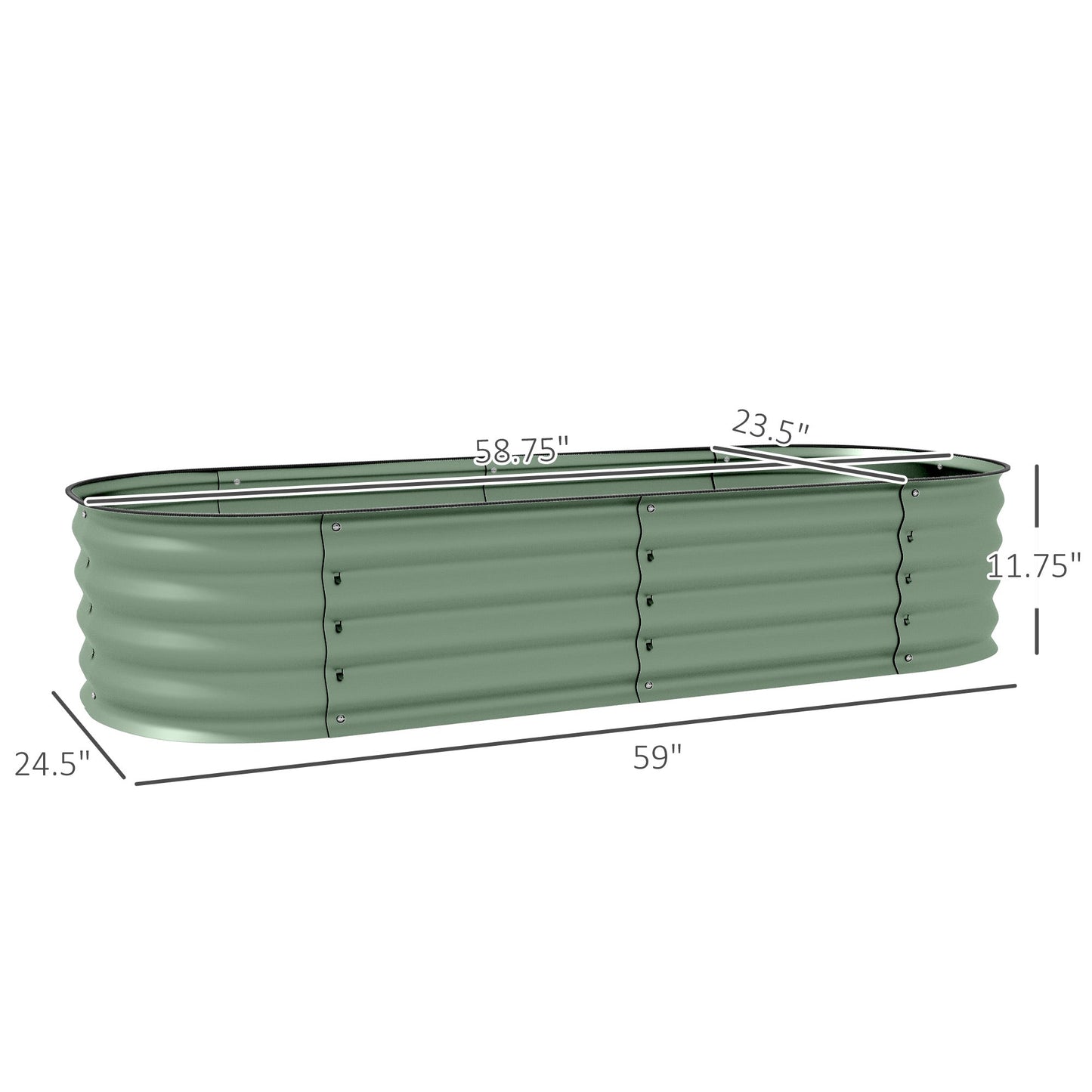 '-Outsunny 4.9 x 2 x 1ft Galvanized Raised Garden Bed Kit, Metal Planter Box with Safety Edging, Green - Outdoor Style Company