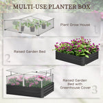 -Outsunny 49.6" x 42.1" x 26.6" Galvanized Raised Garden Bed with Greenhouse, Flowers, Vegetables for Patio, Dark Gray - Outdoor Style Company