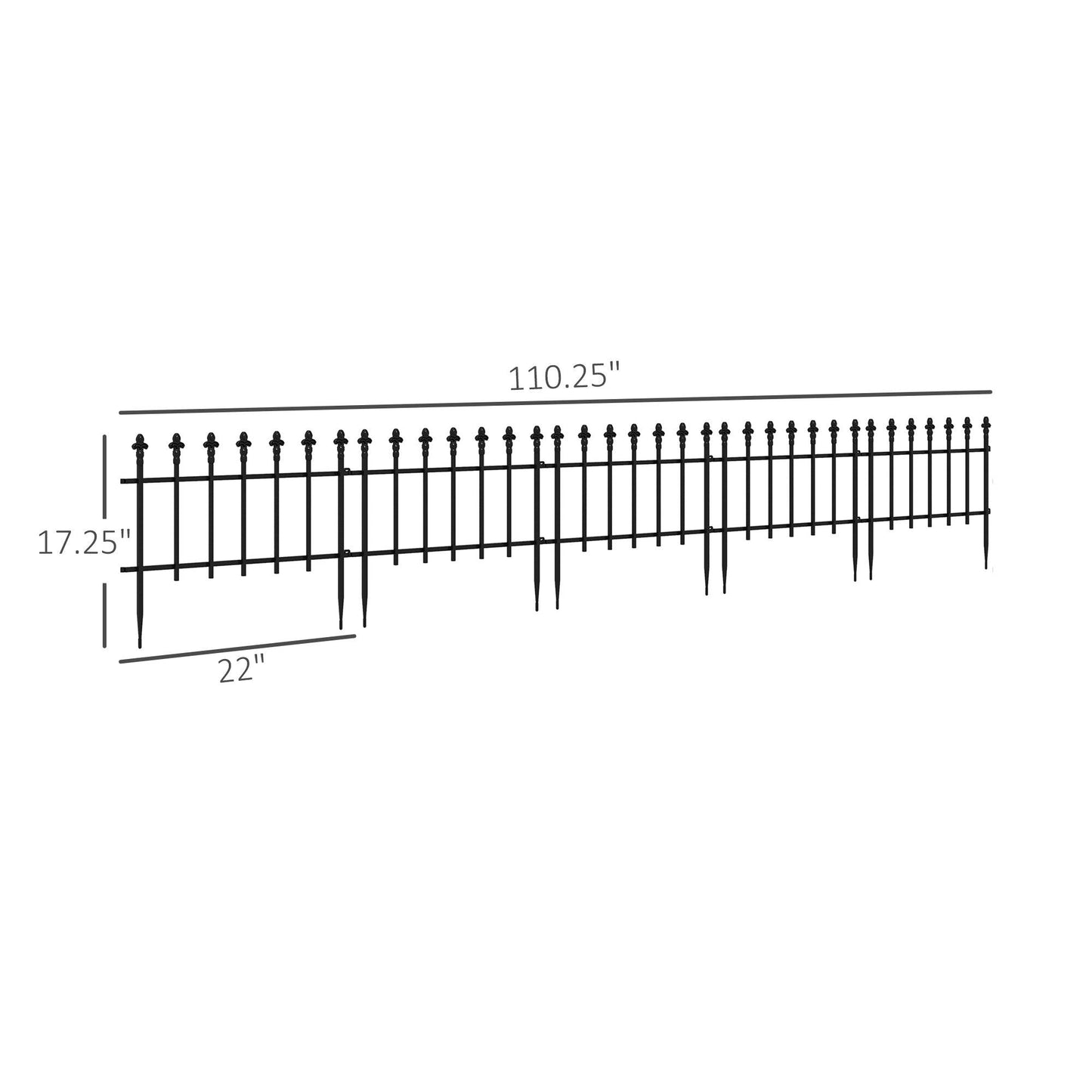 '-Outsunny 5 Pack Garden Fencing for Yard, Decorative Fence Panels as Flower Edging, Black - Outdoor Style Company