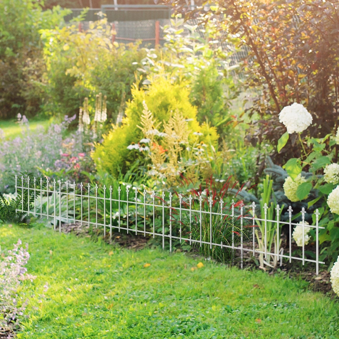 '-Outsunny 5 Pack Garden Fencing for Yard, Decorative Fence Panels as Flower Edging, White - Outdoor Style Company