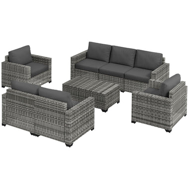 Sectional Sofa Sets - Outsunny 5 Piece Wicker Patio Furniture Set with Thick Padded Cushions, Outdoor PE Rattan Sectional Furniture Conversation Sofa Set w/ Storage, Gray - Outdoor Style Company