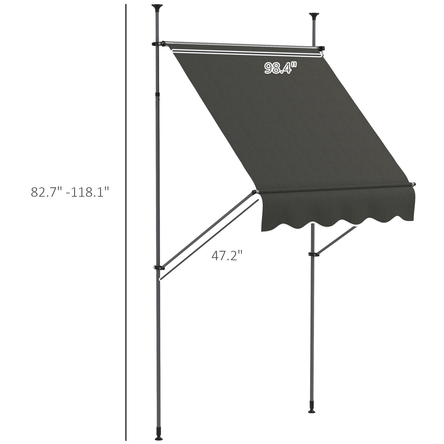 '-Outsunny 5' x 4' Manual Retractable Awning, Non-Screw Freestanding Patio Awning, UV Resistant, for Window or Door, Dark Gray - Outdoor Style Company