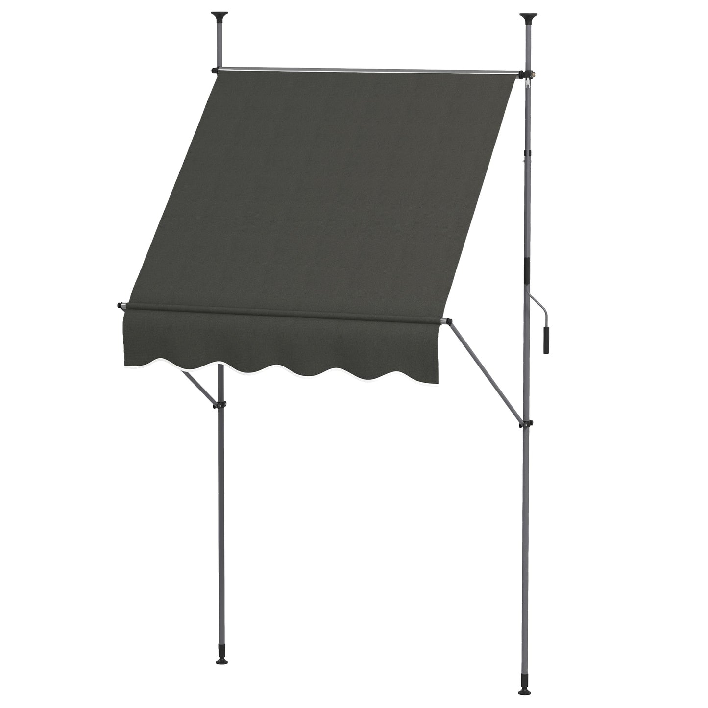 '-Outsunny 5' x 4' Manual Retractable Awning, Non-Screw Freestanding Patio Awning, UV Resistant, for Window or Door, Dark Gray - Outdoor Style Company