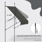 '-Outsunny 5' x 4' Manual Retractable Awning, Non-Screw Freestanding Patio Awning, UV Resistant, for Window or Door, Dark Gray - Outdoor Style Company