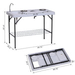 '-Outsunny 50" Camping Table with Sink, Faucet, Dual Stainless Steel Basins, and Accessories for Fish Cleaning - Outdoor Style Company