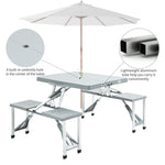 '-Outsunny 53" Camping Table and Chairs, Foldable with 4 seat Plastic Portable Suitcase and Umbrella Hole, Travel picnic Table, Grey | Aosom.com - Outdoor Style Company