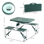 '-Outsunny 53" Camping Table and Chairs, Foldable with 4 seat plastic Portable, with Umbrella Hole, folding camping table,Green | Aosom.com - Outdoor Style Company