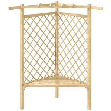 '-Outsunny 55" Garden Benches for Outdoors, Wooden Park Benches w/ Slatted Seat, Front Ponch w/ Screen Backrest, Climbing Vine, for Lawn, Park, Natural - Outdoor Style Company