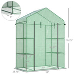 '-Outsunny 56" x 29" x 77" Walk-in Greenhouse, Garden Hot House with 4 Shelves, Roll-Up Door and Weatherized Cover, Green - Outdoor Style Company