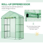 '-Outsunny 56" x 29" x 77" Walk-in Greenhouse, Garden Hot House with 4 Shelves, Roll-Up Door and Weatherized Cover, Green - Outdoor Style Company