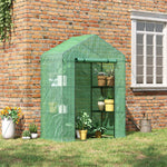 '-Outsunny 56" x 29" x 77" Walk-in Greenhouse, Garden Hot House with 4 Shelves, Roll-Up Door and Weatherized Cover, Green - Outdoor Style Company