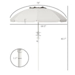 '-Outsunny 5.7' Beach Umbrella for Travel with Tilt, Adjustable Height, 2 Cup Holders, Hook, Vent, Ruffles, Cream White - Outdoor Style Company