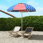 '-Outsunny 5.7' Beach Umbrella for Travel with Tilt, Vent, Flounce, Portable Outdoor Umbrella, American National Flag Pattern - Outdoor Style Company