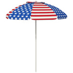 '-Outsunny 5.7' Beach Umbrella for Travel with Tilt, Vent, Flounce, Portable Outdoor Umbrella, American National Flag Pattern - Outdoor Style Company