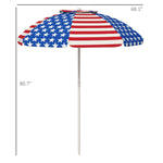 '-Outsunny 5.7' Beach Umbrella for Travel with Tilt, Vent, Flounce, Portable Outdoor Umbrella, American National Flag Pattern - Outdoor Style Company