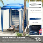 '-Outsunny 5.8' x 5.8' Cabana Umbrella with Single-top, Vented Windows, Ruffles, Carry Bag, Outdoor Umbrella, Blue White Strip - Outdoor Style Company