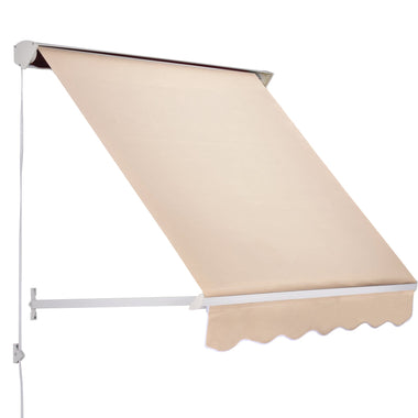 '-Outsunny 6' Drop Arm Manual Retractable Patio Sun Window Awning with UV & Sun Protection & Included Hardware Cream - Outdoor Style Company