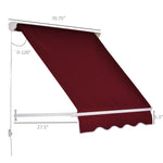 '-Outsunny 6' Drop Arm Manual Retractable Window Awning Sun Shade Shelter for Patio Balcony Outdoor, Aluminum, Wine Red - Outdoor Style Company