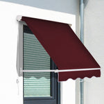 '-Outsunny 6' Drop Arm Manual Retractable Window Awning Sun Shade Shelter for Patio Balcony Outdoor, Aluminum, Wine Red - Outdoor Style Company