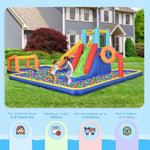 -Outsunny 6 in 1 Kids Inflatable Bounce House with Slide, Pool, Climbing Wall, Water Cannon, Basketball Hoop, Football Stand - Outdoor Style Company