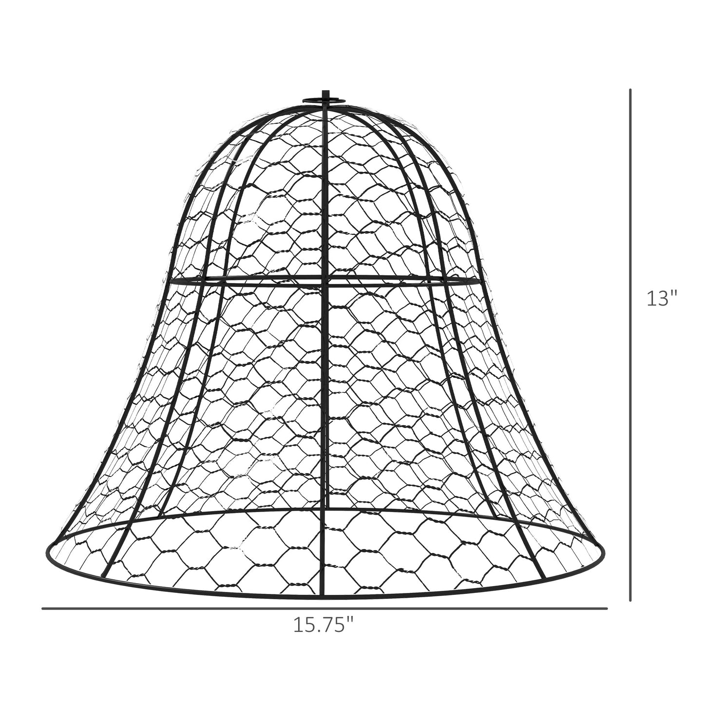 '-Outsunny 6 Pack Garden Cloches for Plants, 16" x 13" Metal Crop Cage, Plant Cages to Keep Animals Out, Black - Outdoor Style Company